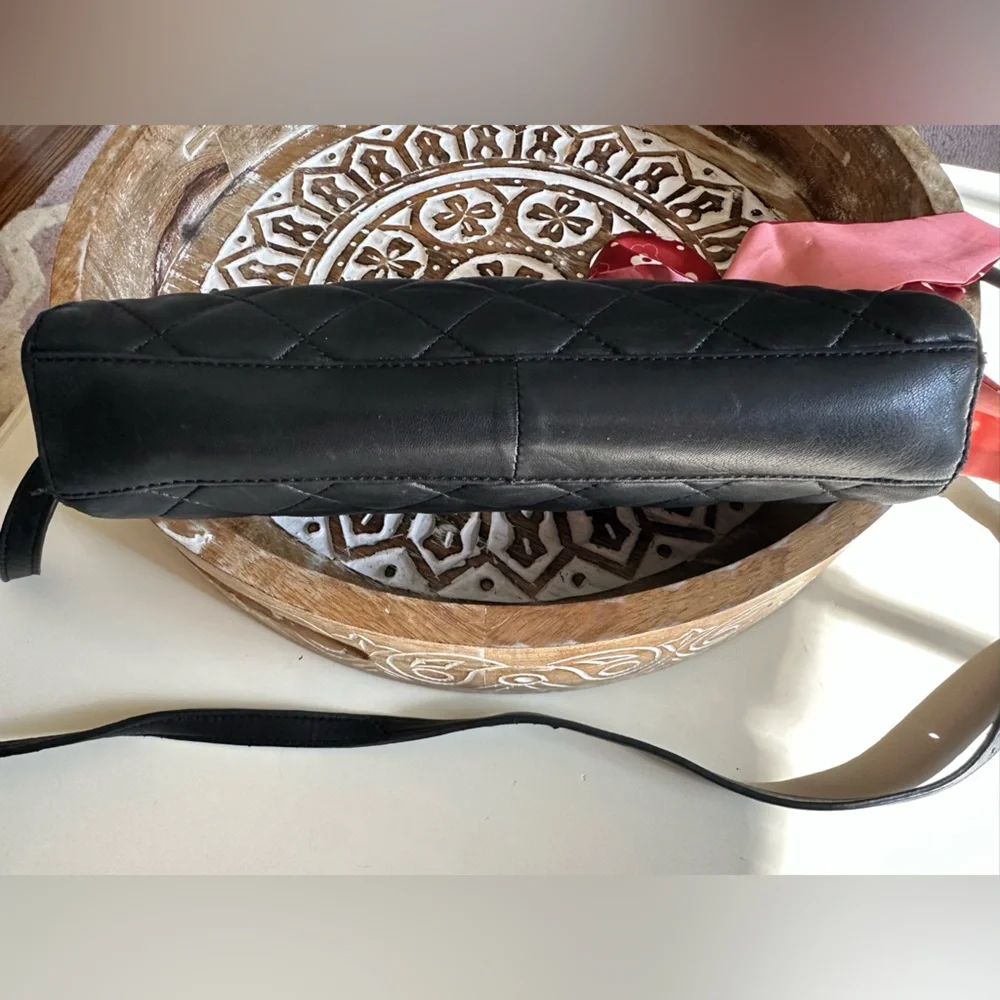 DKNY Quilted Lamb Leather Crossbody Bag Black